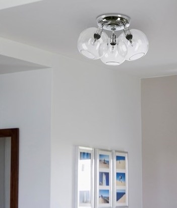 Clear Glass 3 Light Fitting For Lower Ceilings