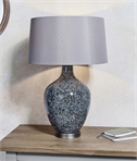 Elegant Glass Table Lamp With Mink Fabric Shade