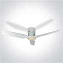 White Ceiling mounted fan complete with white wood blades.