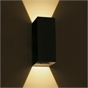 Black 2x3W LED wall light, IP54, ideal for both indoor and outdoor
installation.