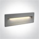 Grey 7W LED wall recessed light, IP65, ideal for both indoor
and outdoor installation.